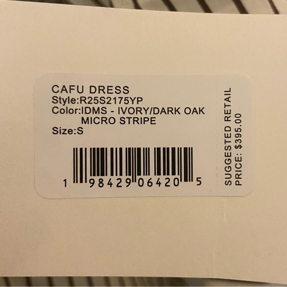 STAUD Cafu Dress Ivory/Dark Oak Micro Stripe Size Small - Picture 5 of 8